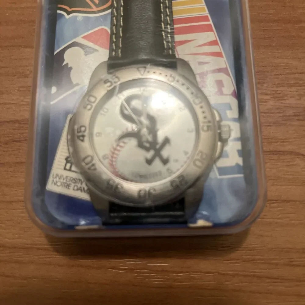 Chicago White Sox Men's SPORTIVI Watch Genuine Leather Wristband Baseball Black